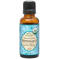 US Organic 100% Pure Peppermint Essential Oil - USDA Certified Organic - 30 ml - w/Improved caps and droppers (More Size Variations Available)