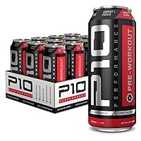 P10 Performance Sugar-Free Pre Workout Drink - 12-Pack, Fruit Blast, 16oz Cans - Energy & Focus, BCAAs & Creatine - 200mg of Caffeine