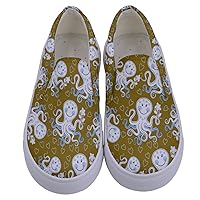 PattyCandy Girls Sea Animals Pattern Kids Canvas Slip-On Shoes, Size:US 8C-7Y