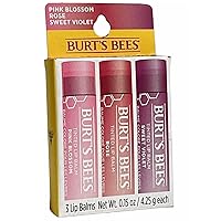 Burt's Bees Tinted Lip Balm | 3 Lip Balms (Sweet Violet, Rose, Pink Blossom)