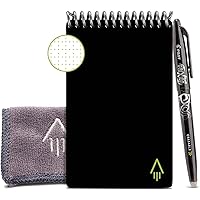 Rocketbook Smart Reusable Notebook - Dotted Grid Eco-Friendly Notebook with 1 Pilot Frixion Pen & 1 Microfiber Cloth Included - Infinity Black Cover, Mini Size (3.5