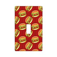 Hamburger Red Food Light Switch Cover Plates Single Toggle Wall Plate, Decorative 1-Gang Lightswitch Cover