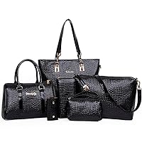 Womens 6 Pcs Handbag Set Clutch Top Handle Totes Satchels Crossbody Bag Wallet