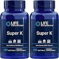 Super K, 150 Softgels (Pack of 2) with Vitamin K1 and K2 Supplement