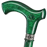 Asterom Handmade Irish Walking Cane for Men - Shamrock - Ergonomic Wooden Cane Unique Celtic Walking Stick - St Patrick's Day Gift (Green)