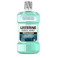 Listerine Zero Alcohol Mouthwash, Less Intense Alcohol-Free Oral Care Formula for Bad Breath, Cool Mint Flavor, 500 ml, 16.9 Fl Ounce ()