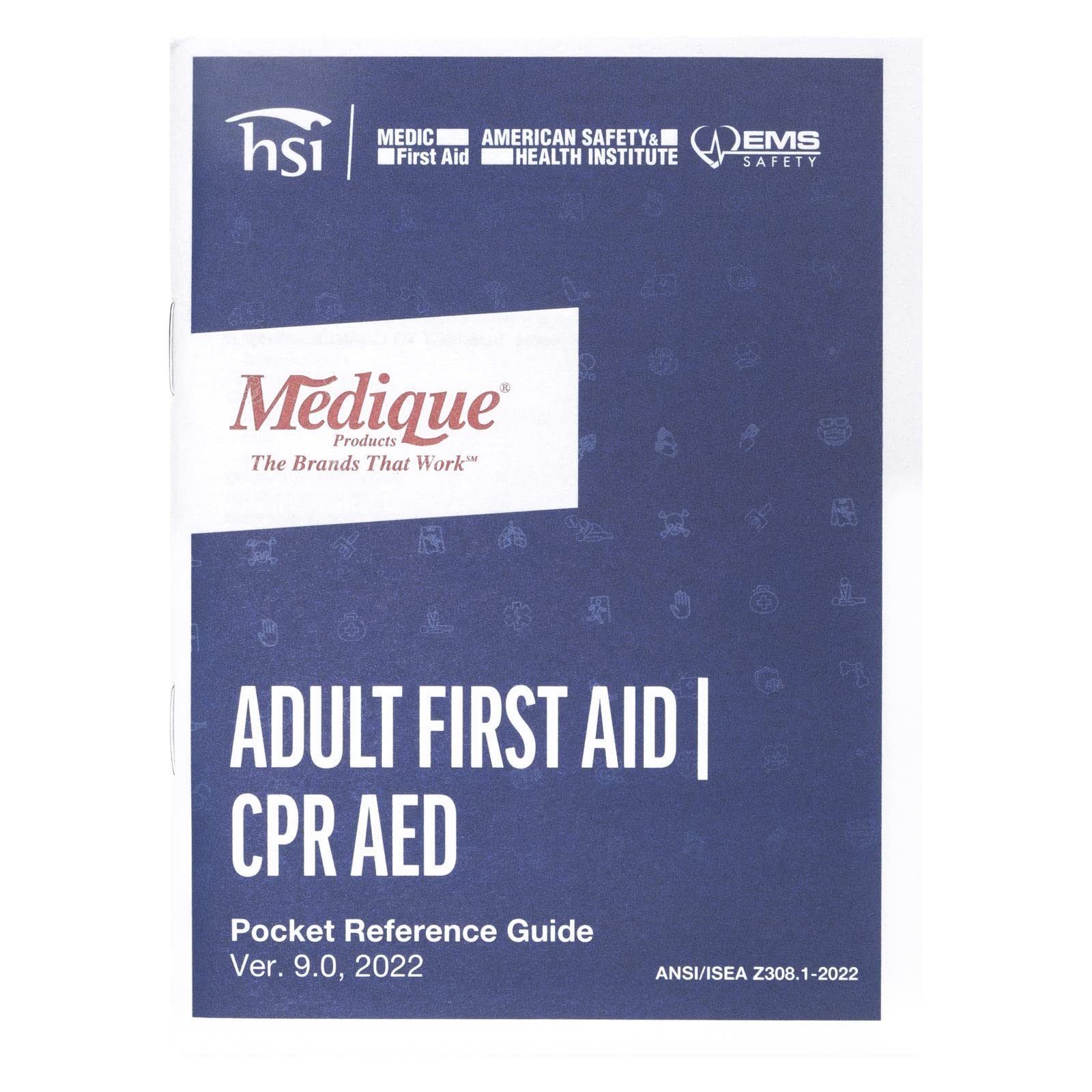 American Safety Health Institute FAGUIDE 37-Page First Aid Guide, Standard, Red/White/Blue