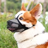 Crazy Felix Dog Muzzle, Soft Mesh Muzzle for Small Medium Large Dogs Labrador German Shepherd, Breathable Adjustable Muzzles for Biting, Chewing, and Scavenging, Allows Panting and Drinking(Black,S)