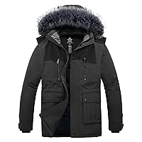 wantdo Men's Puffer Jacket Thick Winter Coats Warm Parka Outerwear with Fur Hood