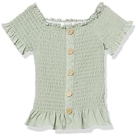 Girls' Button Front Smocked Top