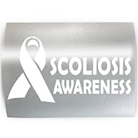 Scoliosis AWARENESS White Ribbon - PICK YOUR COLOR & SIZE - Vinyl Decal Sticker B