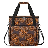 Day of the Dead Sugar Skull 29 Coffee Maker Carrying Bag Compatible with Single Serve Coffee Brewer Travel Bag Waterproof Portable Storage Toto Bag with Pockets for Travel, Camp, Trip