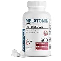 Bronson Melatonin 5mg Fast Dissolve Cherry Flavor Tablets with Vitamin B6 - Nighttime Sleep Aid - Promotes Relaxation, 360 Vegetarian Chewable Lozenges