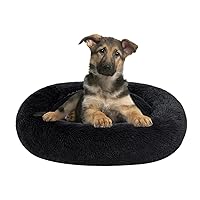 Oval Calming Donut Cuddler Dog Bed,Shag Faux Fur Cat Bed Washable Round Pillow Pet Bed(30