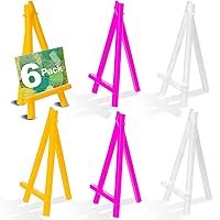 6Pcs Mini Easel Stand Display, 5 Inch Artist Tripod Tabletop Holder Stand, Painting Party Art Accessories for Small Canvases Crafts Business Cards Signs Photos(White Pink Orange)