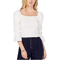 MOON RIVER Women's Square Neck Long Sleeve Top