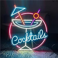 Cocktail LED Neon Sign Bar Led Neon Sign for Beer Bar Pub Beach Shop Neon Shopwindow Signage Beach Party Decorative Neon Light,64x79cm