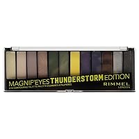 Rimmel London Magnif'Eyes Eyeshadow Palette, 12 Shades, Blendable Formula, Versatile, 010, Thunderstorm, 0.5oz