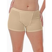 Vulvar Varicosity and Prolapse Support Boy-Leg Brief with Groin Compression Bands and Hot/Cold Therapy Gel Pad - Beige - 3x