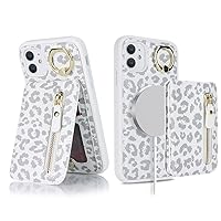 Ｈａｖａｙａ for iPhone 11 Case with Card Holder iPhone 11 Phone case magsafe Compatible for Women Leather Zipper Phone Wallet Detachable 2-in-1 Magnetic for Men-White Leopard Print