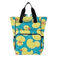 Yellow Rubber Duck Bubble Diaper Bag Backpack for Men Women Large Capacity Baby Changing Totes with Three Pockets Multifunction Maternity Travel Bag for Travelling Shopping