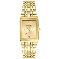 Bulova Ladies Futuro Quadra Rectangular Case Yellow Gold-Tone Stainless Steel Watch | 20.5x32mm | 97P140