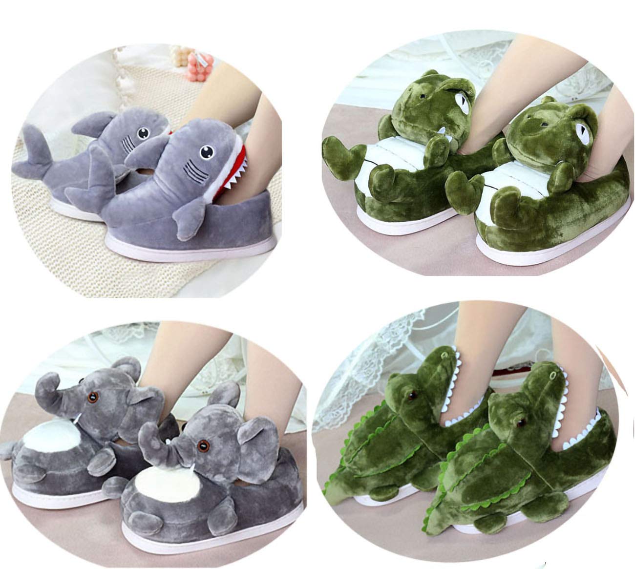 ixiton Adult unisex Winter warm plush animal slippers,Soft Cozy Animal styling design Short flannel home shoes,Animal Shaped Plush Booties,Carpet Slippers,Non-Slip Bedroom Shoes