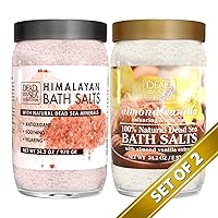 Dead Sea Collection Bath Salts Enriched with Himalayan - Natural Salt for Bath - Large (34.2 oz) and Bath Salts Enriched with Almond & Vanilla - Natural Salt for Bath - Large (34.2 oz) - Bundle