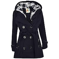 A2Z Kids Girls Overcoats Hooded Trench Coats Lapels Navy Padded Long Parka Jackets