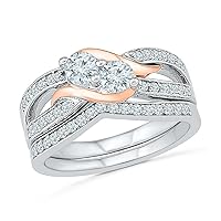 Together US Diamond Collection 10 KT Two Tone Gold Two Stone White Round Diamond Fashion Ring (0.75 CTTW)