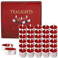 50 Pack Unscented Red Tealights Candles in Bulk - Smokeless Tea Lights Candles - for Weddings Halloween, Birthdays, Holidays, Home Décor - 4 Hour