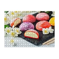 1000 Pieces Puzzles Wooden Letter Area Design Multi Colored Japanese ice Cream Mochi Rice Dough Flowers a Concrete Puzzle Gifts for Adults Children Family Jigsaw Puzzle Improve Concentration