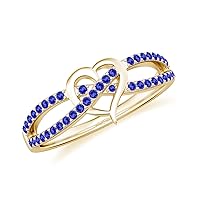 Natural 1mm Tanzanite Criss Cross Promise Ring Heart Shaped for Women Girls in Sterling Silver / 14K Solid Gold