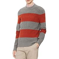 Calvin Klein Mens Mock Neck Striped Pullover Sweater, Grey, X-Large