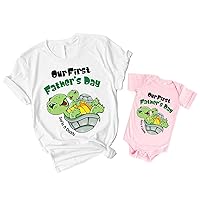 Personalized First Father's Day Shirt Matching Daddy and Baby 1st Fathers Day Shirt Customized with Names Gift for Dad Happy