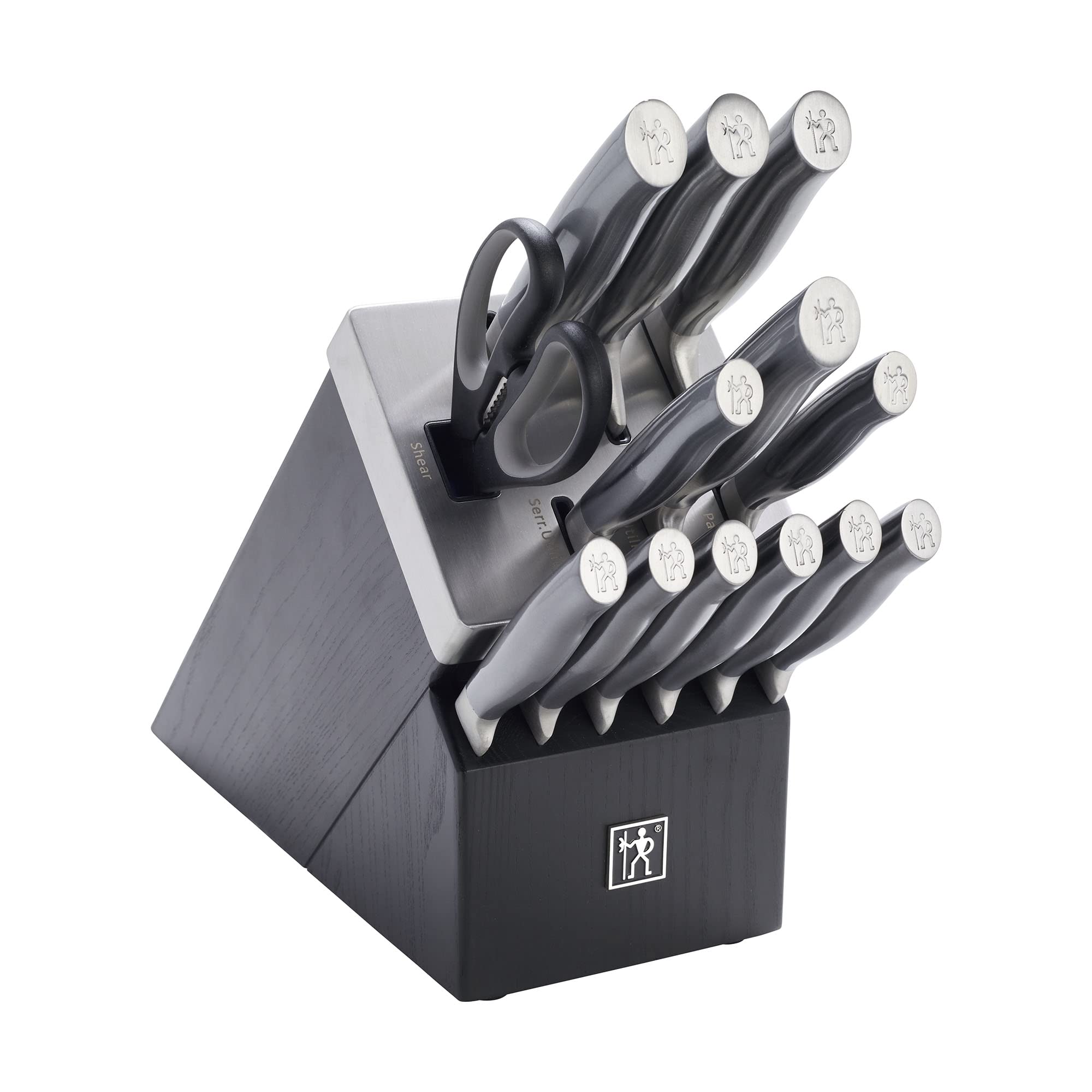 HENCKELS Graphite 14-pc Self-Sharpening Knife Set with Block, Chef Knife, Paring Knife, Utility Knife, Bread Knife, Steak Knife, Black, Stainless Steel