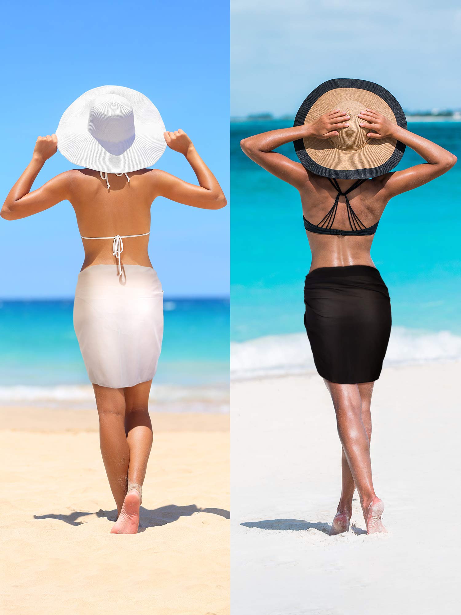 Chuangdi 2 Pieces Sarong Coverups for Women Bathing Suit Wrap Swimsuit Skirt Beach Bikini Cover Up Swimwear Chiffon