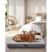 Grey Dog Bed for Large Dogs – Large Dog Bed with Egg Crate Foam Support and Non-Slip Bottom, Waterproof and Machine Washable Removable Pet Bed Cover (Gray)