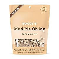 Bocce's Bakery Oven Baked Mud Pie Oh My Treats for Dogs, Wheat-Free Everyday Dog Treats, Made with Real Ingredients, Baked in The USA, All-Natural Soft & Chewy Cookies, PB, Carob & Vanilla, 6 oz
