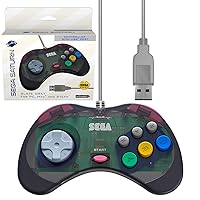 Retro-Bit Official Sega Saturn USB Controller Pad (Model 1) (Old Version) for Sega Genesis Mini, PC, Mac, Steam, RetroPie, Raspberry Pi - USB Port - (Slate Grey)