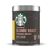 Starbucks Premium Instant Coffee, Blonde Roast, 100% Arabica, 1 Tin - upto 40 cups, 3.17 Oz