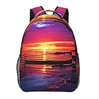 Laptop Backpack Lightweight Daypack for Men Women Calm sea sunset Backpack Laptop Bag for Travel Hiking