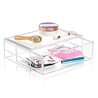 Large Stackable Acrylic Drawers - 1 Clear Storage Drawers for Organizing Make up, Nail Polish, Hair Accessories, and Beauty Supplies - Makeup Organizer for Vanity, Bathroom Organizer Countertop