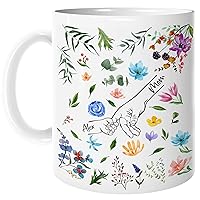 People Personalized Holding Mom‘s Hand Mug Design,Water Color Floral,Floral Design, Mama Floral Coffee Mug,Gift For Yours Family, Mama Floral Coffee Mug