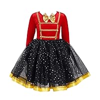 iiniim Kids Girls Circus Ringmaster Costume Sequins Mesh Tutu Dress Halloween Carnival Party Cosplay Outfits