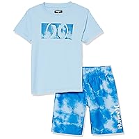 Hurley boys Swim Suit 2-piece Outfit Rash Guard Set, Blue/Tie Dye, 6