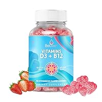 BeLive Vitamin D3 Gummies with B12 Vitamins - 60 Ct I Immune Support Gummies with Vegan Vitamin B12 & D3, Provides Enhanced Bone & Muscle Strength, Hearth Health and Energy - Strawberry Flavor