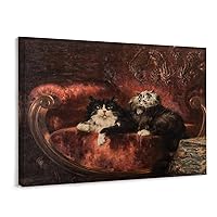 HYDIXNC Austrian Animal Painter Carl Kahler Cat Painting Art Poster (2) Canvas Poster Wall Art Decor Print Picture Paintings for Living Room Bedroom Decoration Frame-style 10x8inch(25x20cm)
