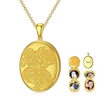 10K 14K 18K Solid Gold/Plated Gold Oval Locket That Holds Pictures Personalized Oval Sunflower/Starburst/Rose Locket With Solid Gold Chain Gift