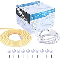 Lighting Warm White LED Neon Rope Light 16.4Ft | 120V Plug in, 2700K, 2500 Lumens | Indoor and Outdoor Lighting | Great for Patios, Gazebos, Decks, Bar Areas, Living Spaces